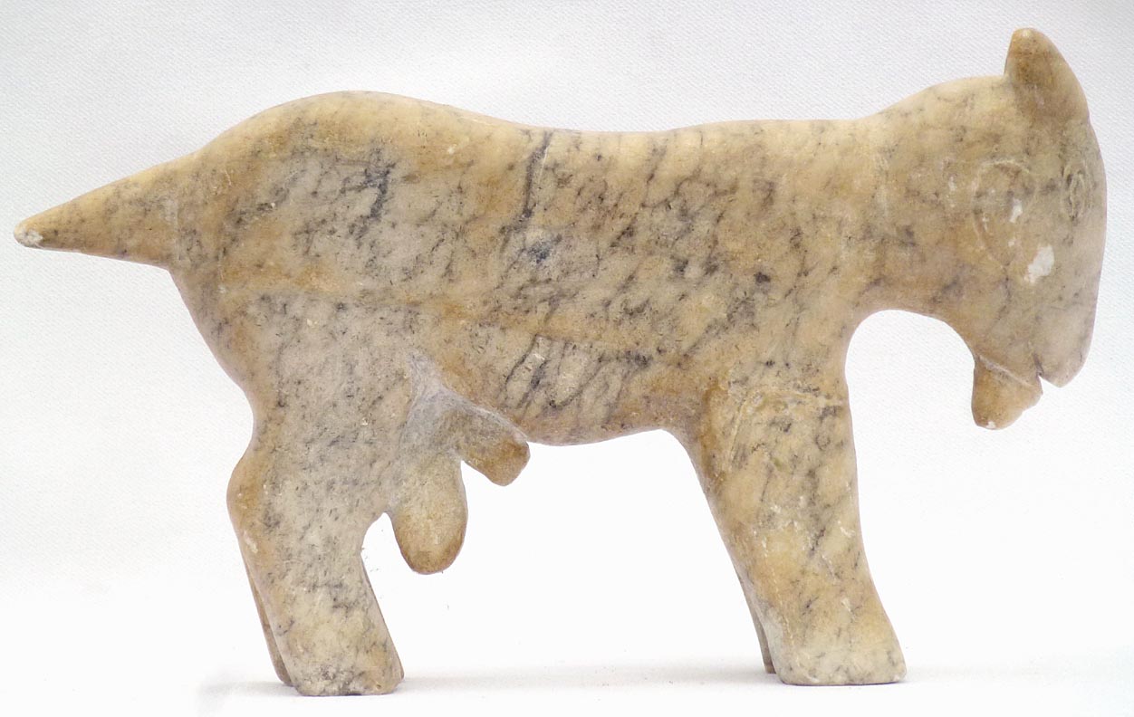 Carved stone goat